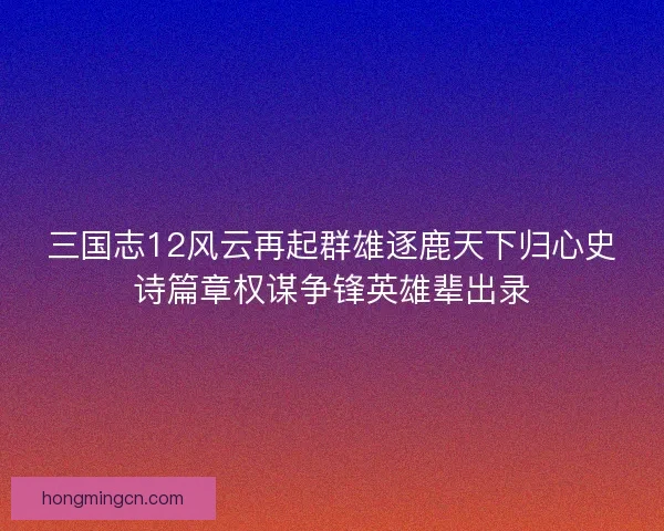 三国志12风云再起群雄逐鹿天下归心史诗篇章权谋争锋英雄辈出录