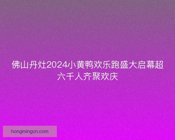 佛山丹灶2024小黄鸭欢乐跑盛大启幕超六千人齐聚欢庆